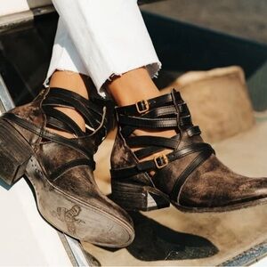Freebird by Steven Stair Black/Brown Distressed Ankle Boots